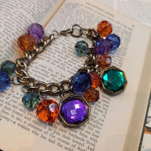 Multicolor Gemstone Charm Bracelet
